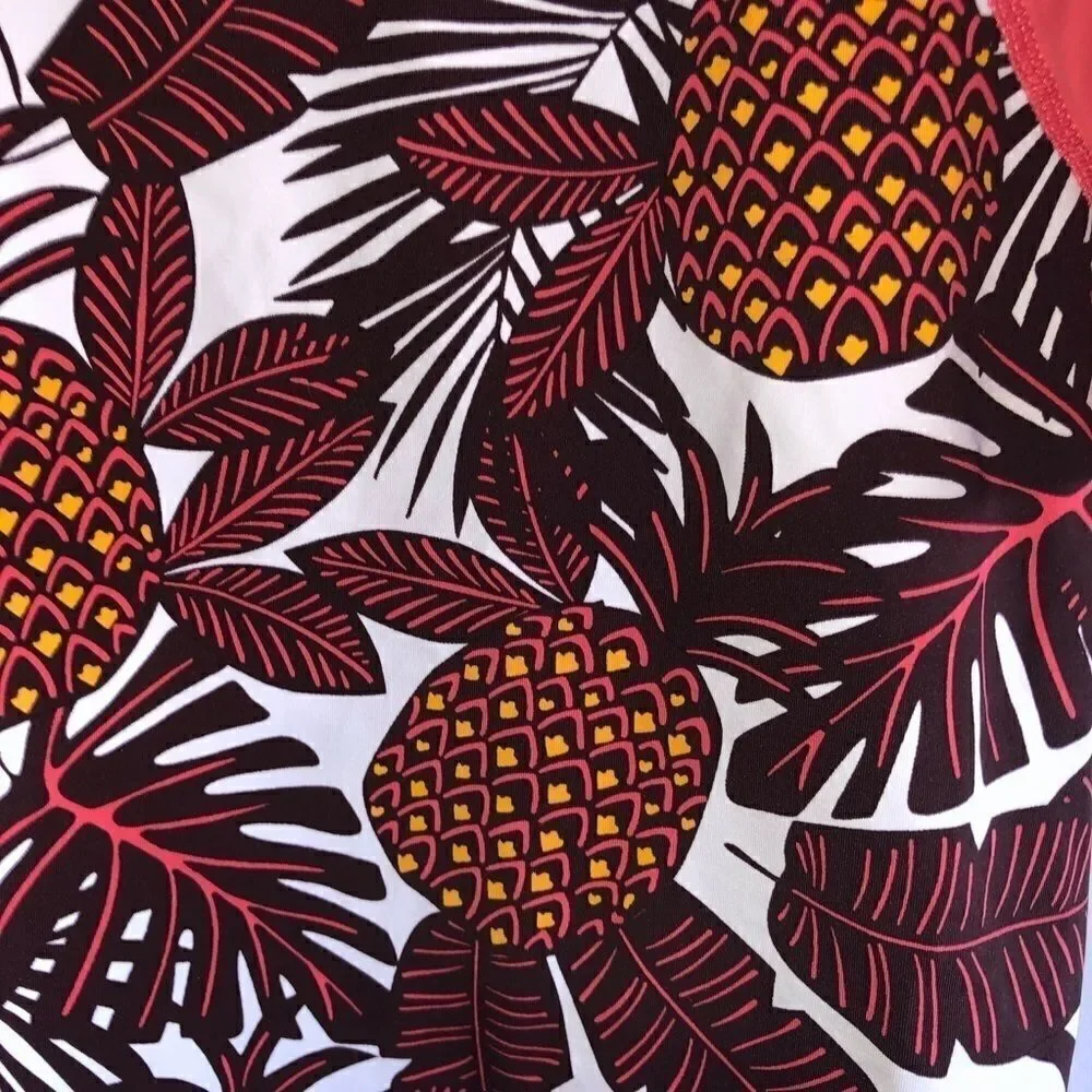Garnet Hill Tropical Print Swim Rashguard Top